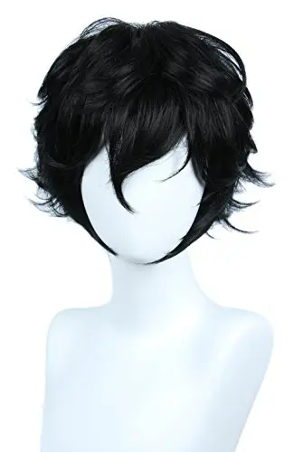 Black short layered cosplay wig