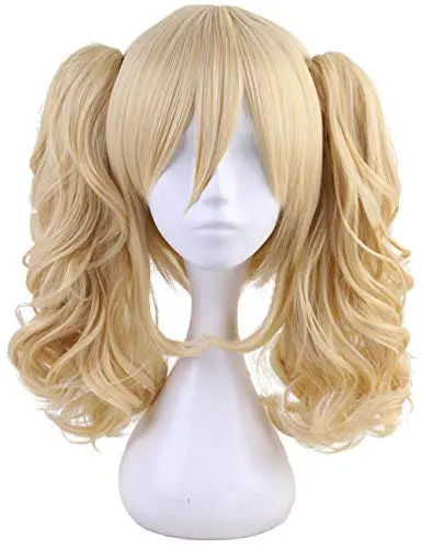 Short blonde bob wig with clip-on ponytail claws