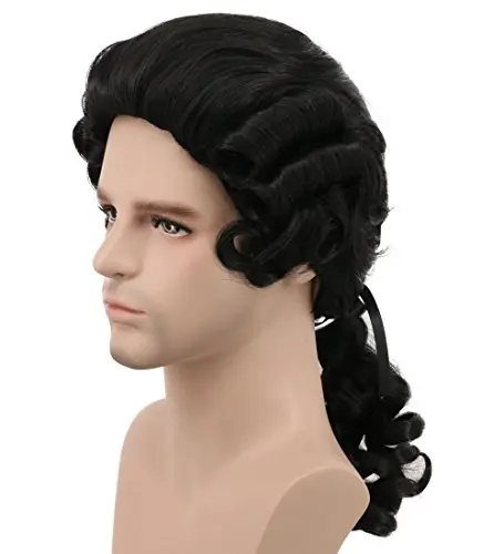 Black long wave colonial judge wig for men and women
