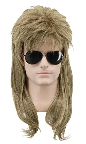 yuehong Long Curly Brown Mullet Wig