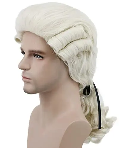 Karlery Judge Colonial Wig Man Women Long Wave Beige Wig