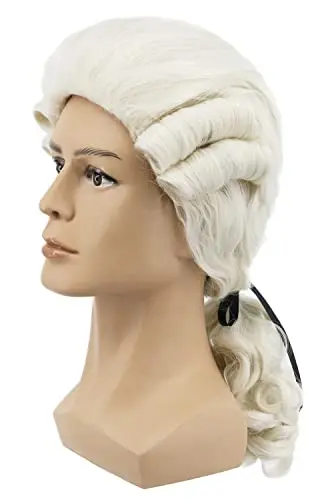 Beige colonial judge lawyer wig with curly vintage style