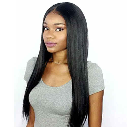 Premier 360 lace frontal yaki straight human hair wig with baby hair and medium cap