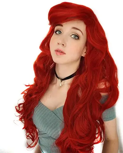 Probeauty Mermaid Wig long red curly with starfish clips