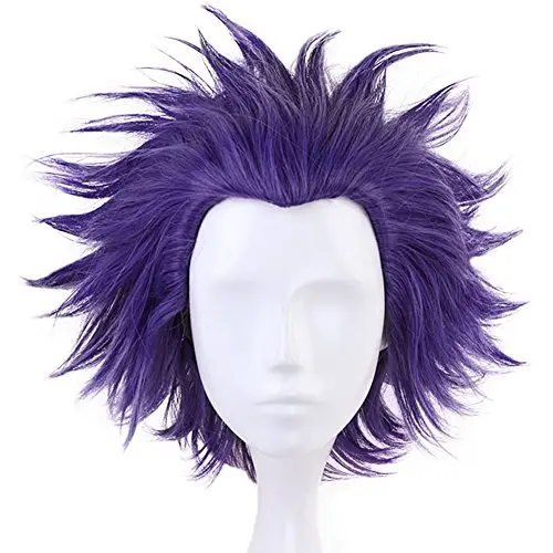 Purple spiky anime cosplay wig with adjustable cap