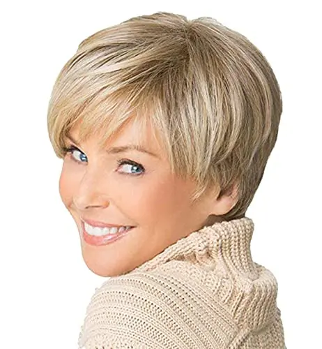 Royalfirst Short Straight Blonde Ombre Wig for Women