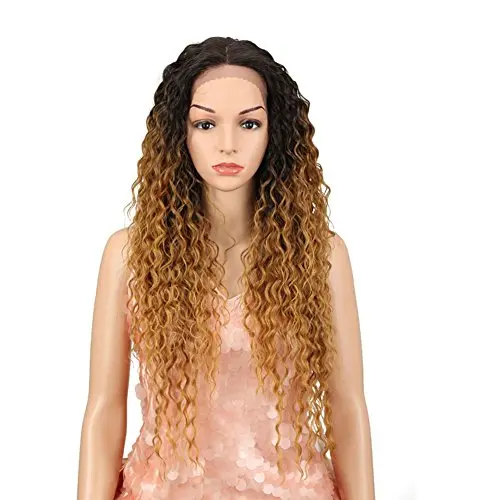 Long ombre blonde curly lace front wig