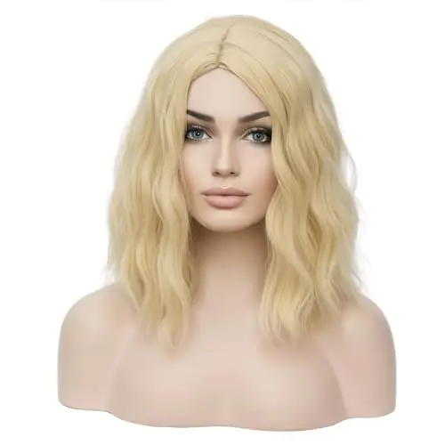 BERON light blonde short curly bob wig for cosplay and daily wear