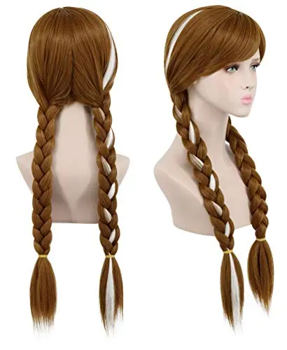 Yuehong long brown double tail braided wig