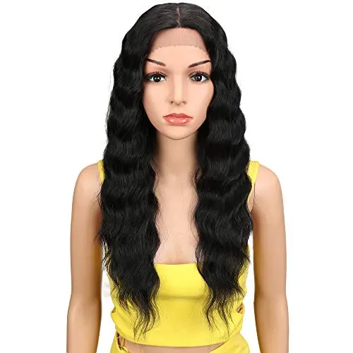 Joedir 24-inch wavy natural black lace front wig