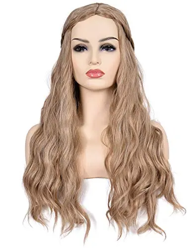morvally Cersei Lannister long curly wavy wig in light brown