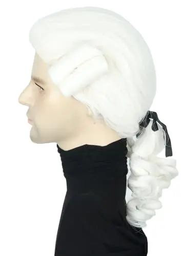 White colonial George historical judge wig