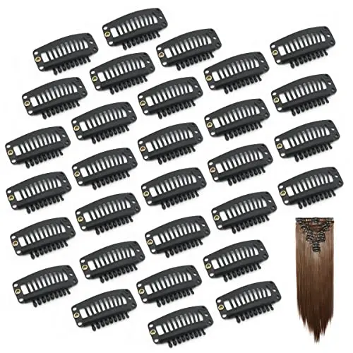 Dreamlover black 9-tooth stainless steel wig clips set