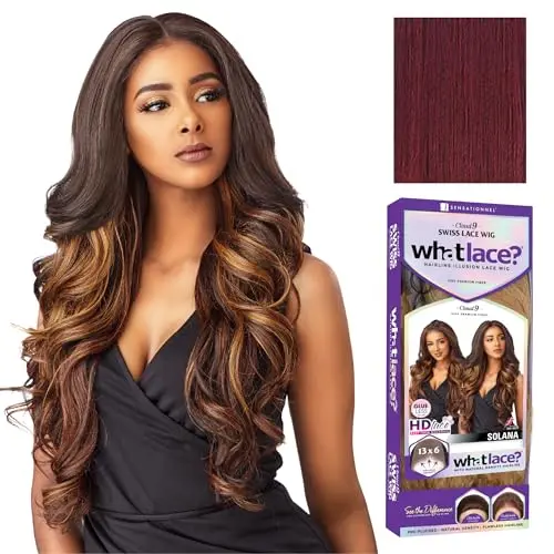 Sensationnel Cloud 9 SOLANA burgundy wine curly lace front wig