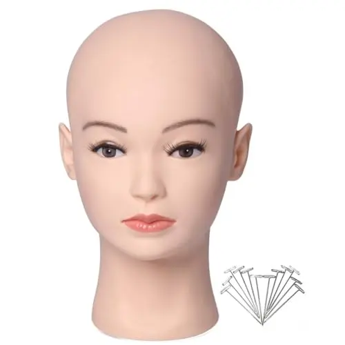 Hairway bald PVC training mannequin head beige