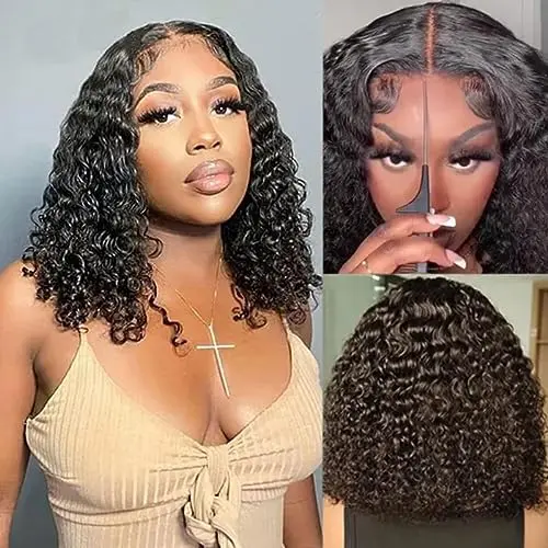 ISEE wear and go glueless bob wig human hair water wave