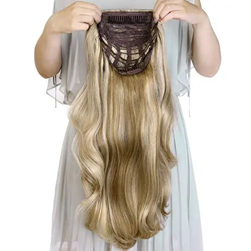 Kori Koli 24-inch half-head tied clip-in synthetic wig in 8-22 blonde shade