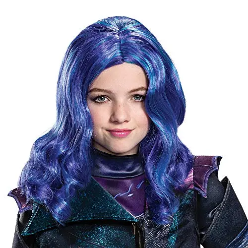 Purple and blue Descendants Mal wig with adjustable strap