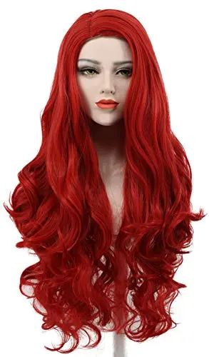 Karlery women's long wave red wig for adult cosplay