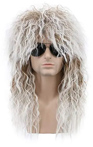 karlery Long Curly Brown Gradient White Wig with brown-to-white highlights