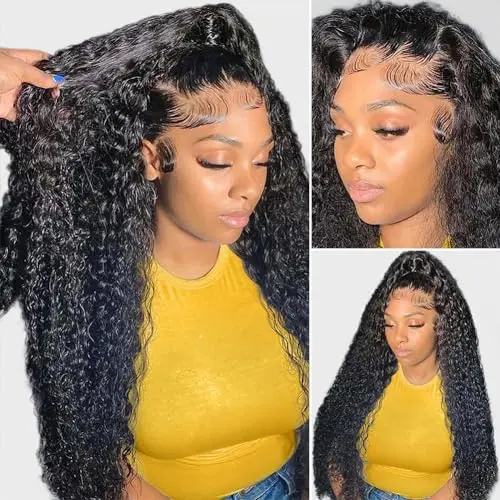 Pizazz 13x4 HD deep wave black frontal wig human hair