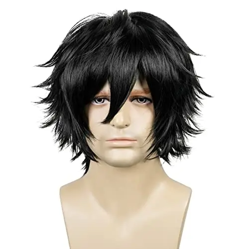 Black short layered costume wig