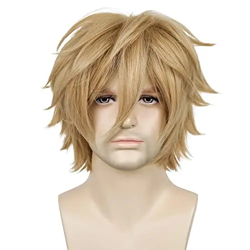 Dark blonde anime wig with bangs