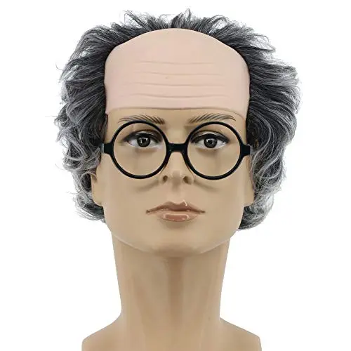 yuehong short gray bald old man wig on a model