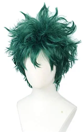Linfairy Short Green Curly Wig