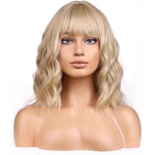 BERON ash blonde wavy wig 35cm heat resistant synthetic hair wig