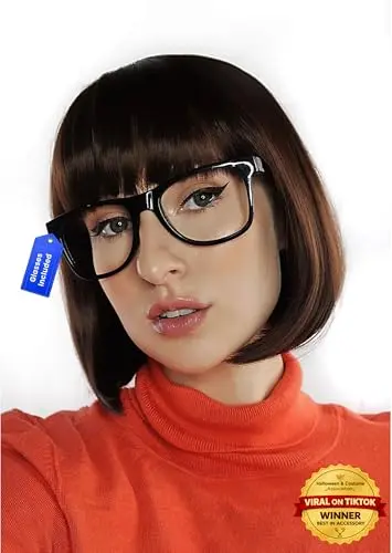 ALLAURA brown bob wig with glasses for Velma or Dora costume