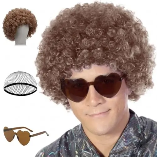 FREE BEAUTY Fluffy Afro Synthetic Brown Wig cap style for parties