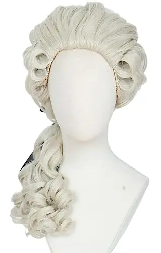 Light blonde curly lawyer costume wig with soft texture
