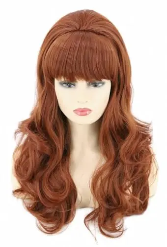 Long wavy auburn brown bouffant beehive wig