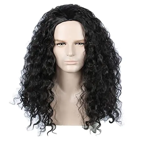 Linfairy Long Black Afro Curly Wig