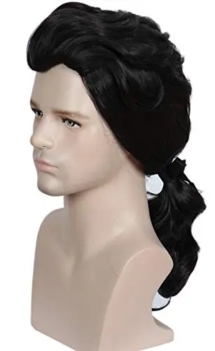 Black colonial man wig with straight/wavy hair