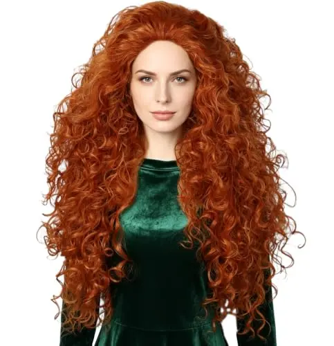 Linfairy long curly orange wig