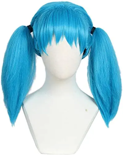Linfairy blue ponytails wig with straight hair and adjustable cap