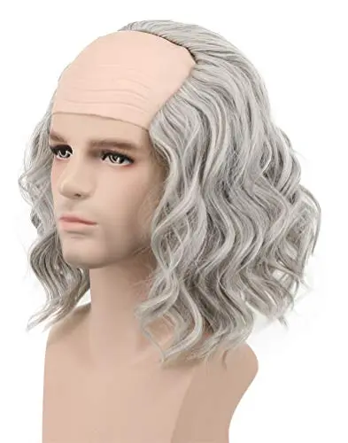 Gray bob colonial wig with short curly hair