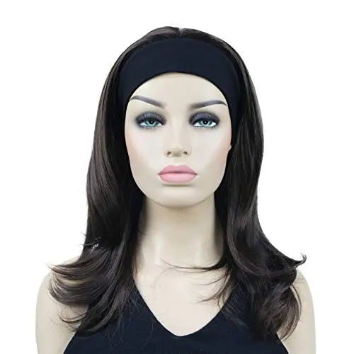 Lydell headband wig in chestnut brown with straight and wavy texture