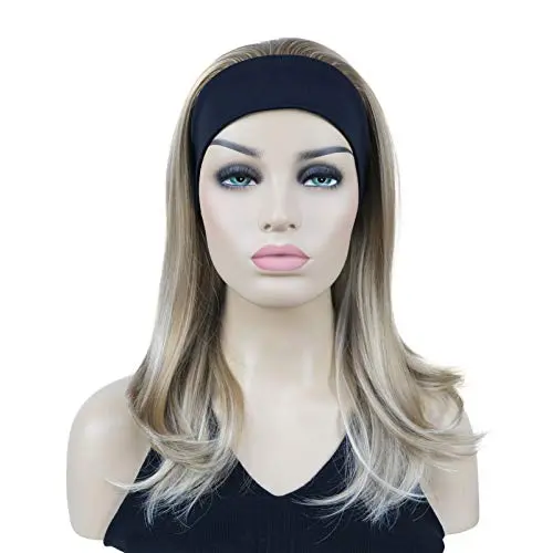 Blonde highlighted headband wig with long straight wave style