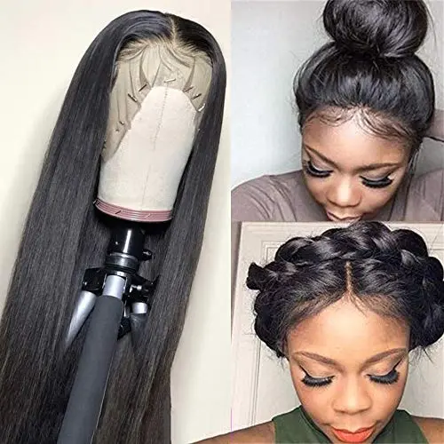 Sdamey 360 lace frontal straight black wig human hair