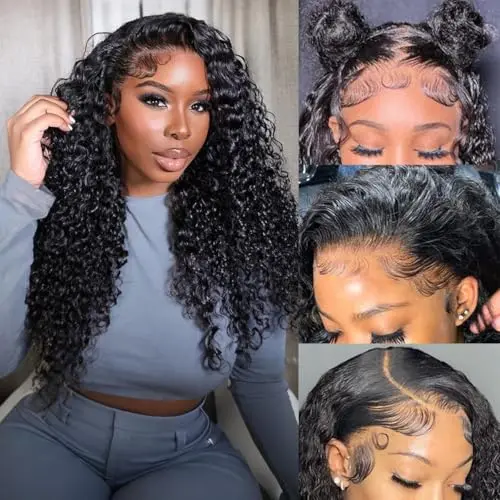 Alibeauty 13x4 HD transparent lace front water wave wig in natural black