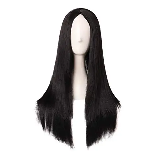 MapofBeauty 28 inch long straight black synthetic wig