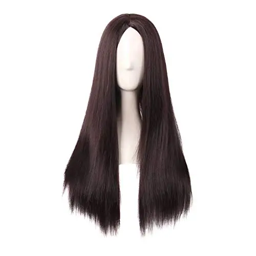 MapofBeauty 28 inch special natural long straight synthetic wig dark brown