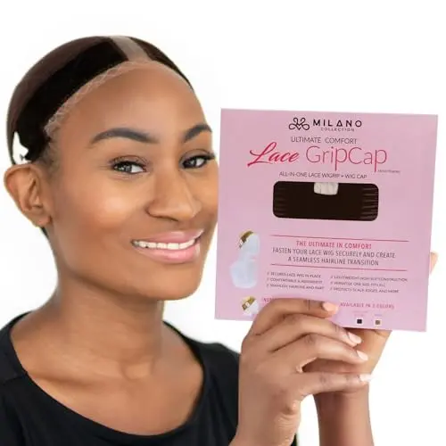 Milano Collection Lace GripCap adjustable wig cap with lace front in chocolate brown