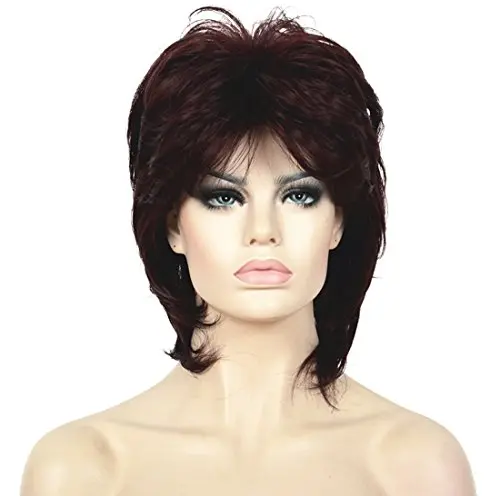 Lydell short layered shaggy synthetic wig in dark bug colour