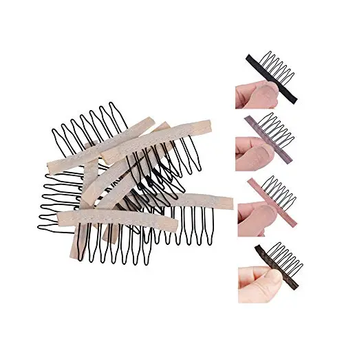 Pack of 24 blonde wig combs with 7 steel teeth and cloth backing