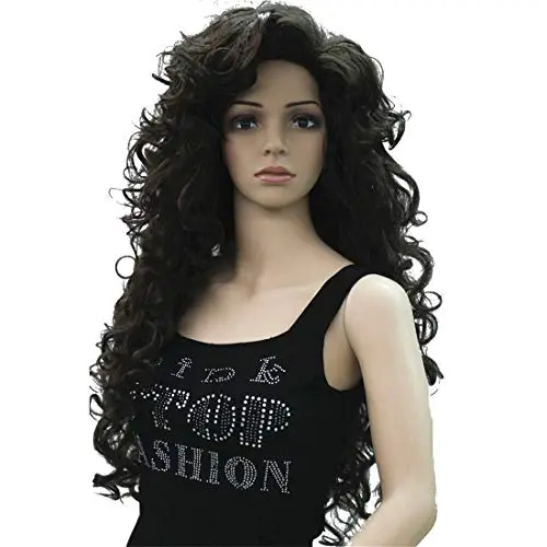 Lydell brown long wavy curly synthetic wig