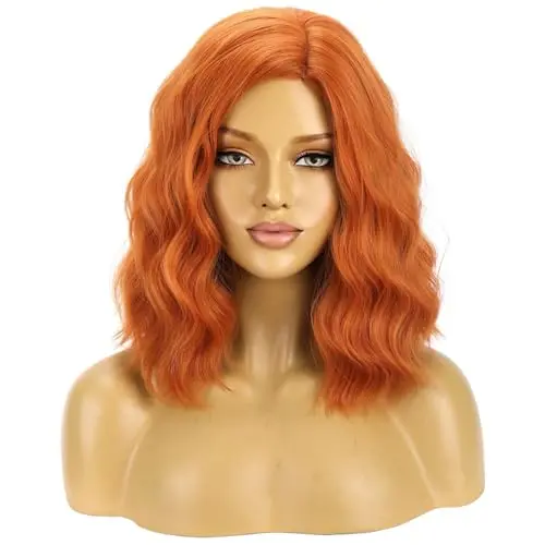 BERON 14-inch orange short curly ginger wig bob style for cosplay
